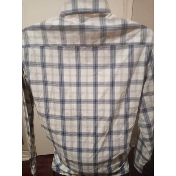 New Perry Ellis America men's long sleeve button White Blue Shirt Medium M NWT - Picture 8 of 12